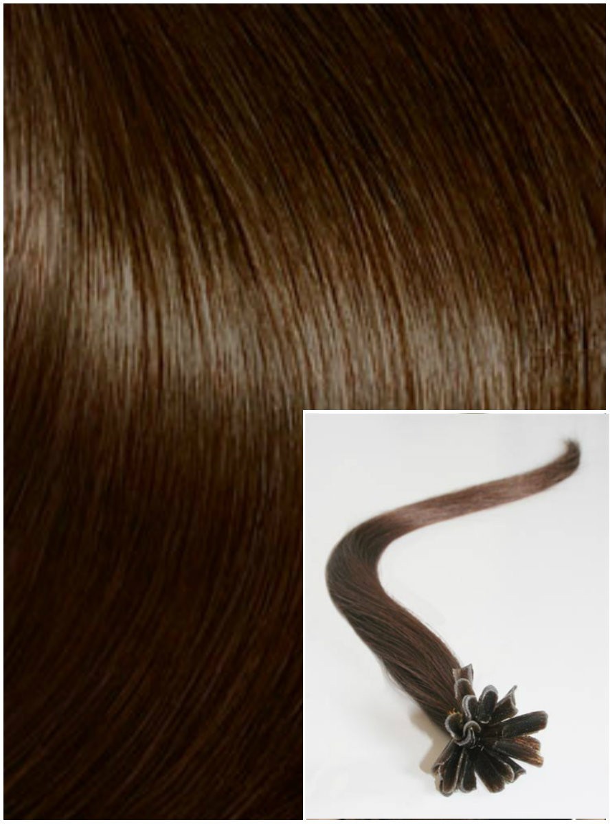 Vlasy na keratin, 40 cm 0,5g/pr., 50 pramenů - STŘEDNĚ HNĚDÉ