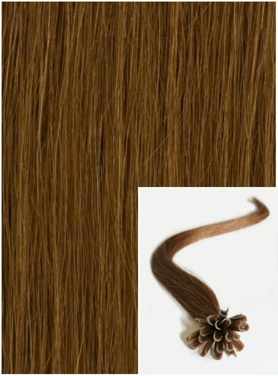 Vlasy na keratin, 40 cm 0,5g/pr., 50 pramenů - SVĚTLEJŠÍ HNĚDÉ